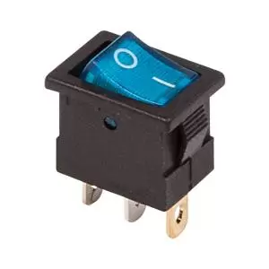 Выключатель клавишный 12V 15А (3с) ON-OFF синий  с подсветкой  Mini  (RWB-206-1, SC-768)  REXANT
